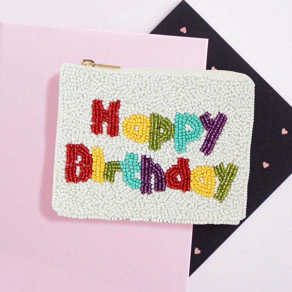 "Happy Birthday" Beaded Pouch